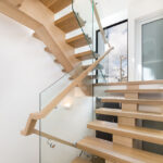 the beautifully crafted 3 level timber staircase